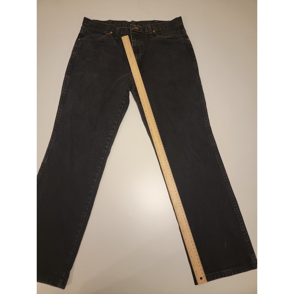 Wrangler Cowboy Cut Slim Fit Jeans Mens 34x30 Black Denim 936WBK Straight Leg